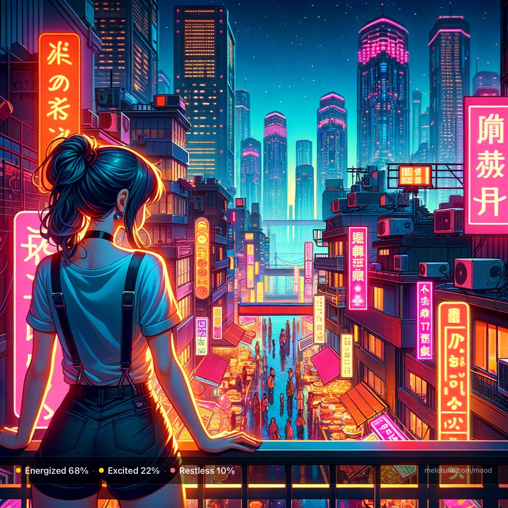 Neon Alley Rush mood portrait