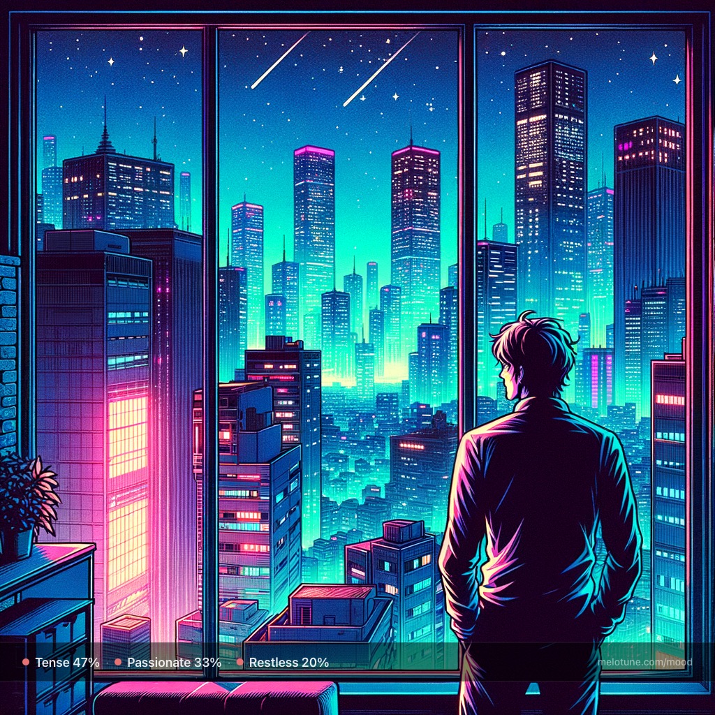 Neon Restless mood portrait